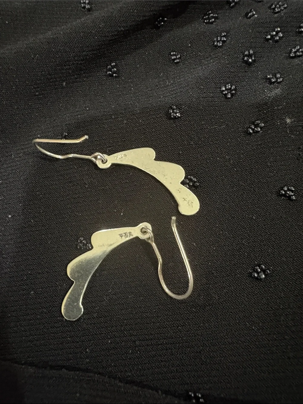 Sterling Silver Blue Teardrop Enamel Dangle Earrings - Unbranded